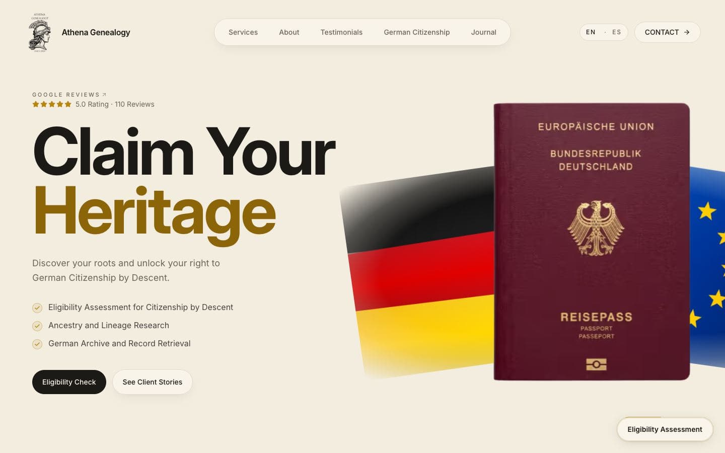 Website von Athena Genealogy